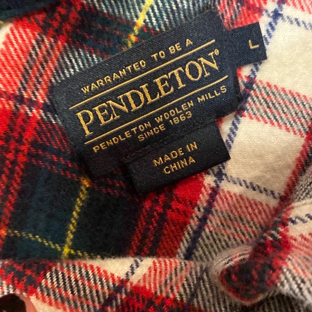 Pendleton Cotton Elbow Patch Flannel Shirt Size L… - image 5